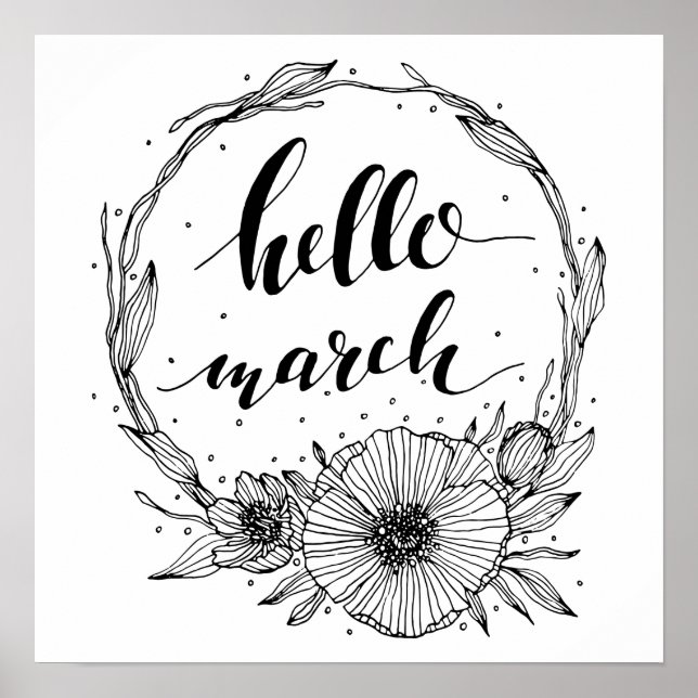 Póster Hello March Line Art (Frente)