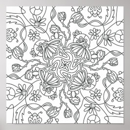 Póster Hello Spring: Colorea tu propia flor