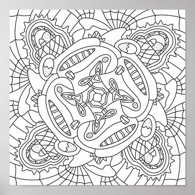 Póster Hello Spring: Happy Easter Coloring Page (Frente)