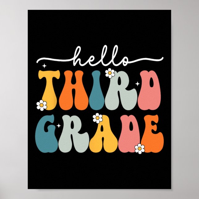 Póster Hello Third Grade Byck To School 3rd Grade Teacher (Frente)