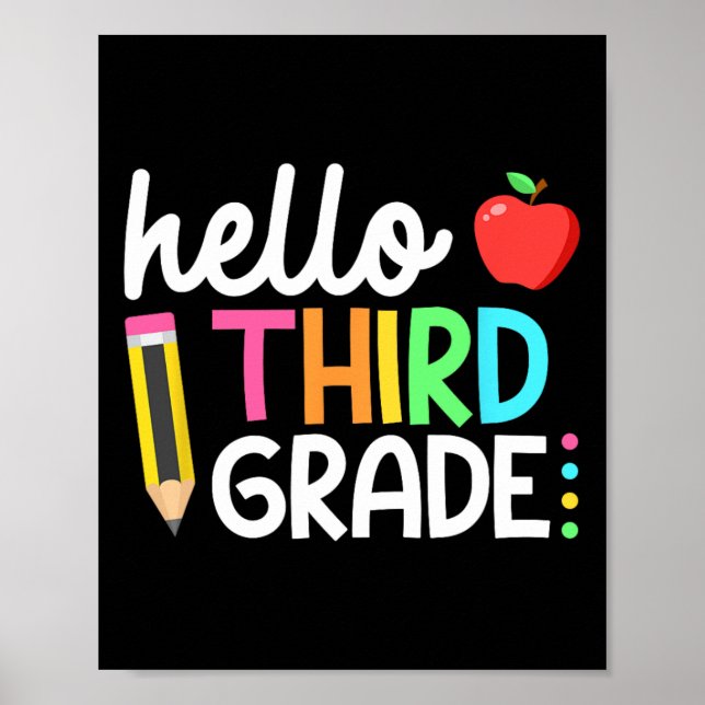 Póster Hello Third Grade Team 3rd Grade Byck To School Te (Frente)