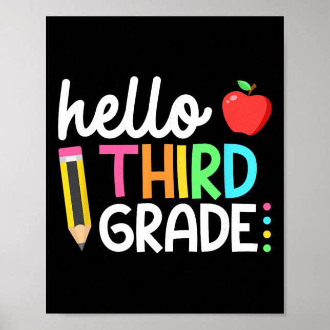 Póster Hello Third Grade Team 3rd Grade Byck To School Te (Frente)