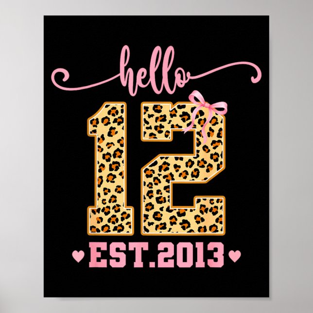 Póster Hello Twelve Est 2013 12th Birthday Coquette Bow L (Frente)