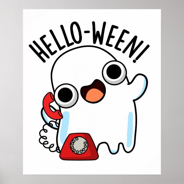 Póster Hello-ween Funny Ghost Pun (Frente)