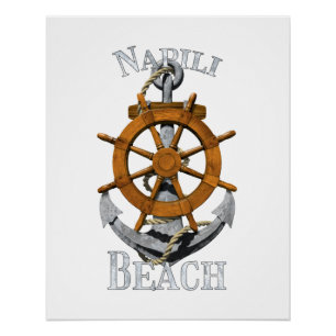 Póster Helm Napili Beach Hawaii Vacation Anchor Náutico