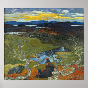 Póster Helmer Osslund Noche de Primavera Detrás de Kirun