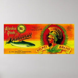 Póster Helmet Salmon Can LabelLoring, AK