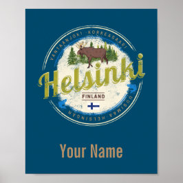 Póster Helsinki, capital del alce de Finlandia, recuerdo 