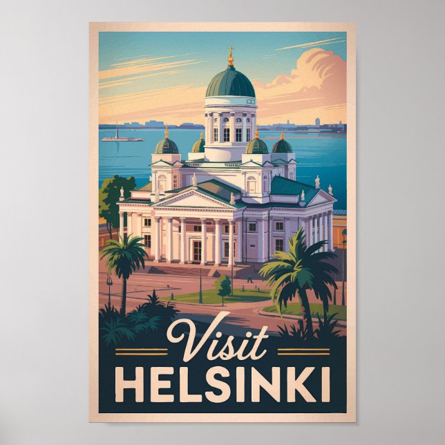 Póster Helsinki Finland Cathedral Travel Art Vintage (Frente)