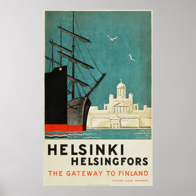 Póster Helsinki, Finland Travel Poster Gateway to Finland (Frente)