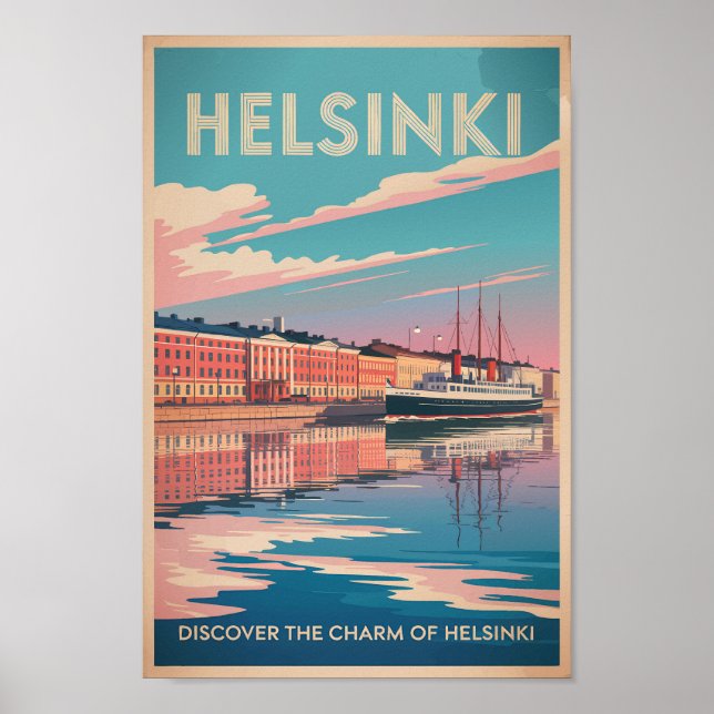Póster Helsinki Finland Waterfront Travel Art Vintage (Frente)