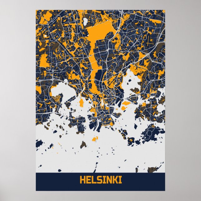 Póster Helsinki - Mapa de la ciudad de Bluefresh en Finla (Frente)