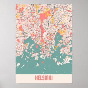 Póster Helsinki - Mapa de la ciudad de Chalk en Finlandia