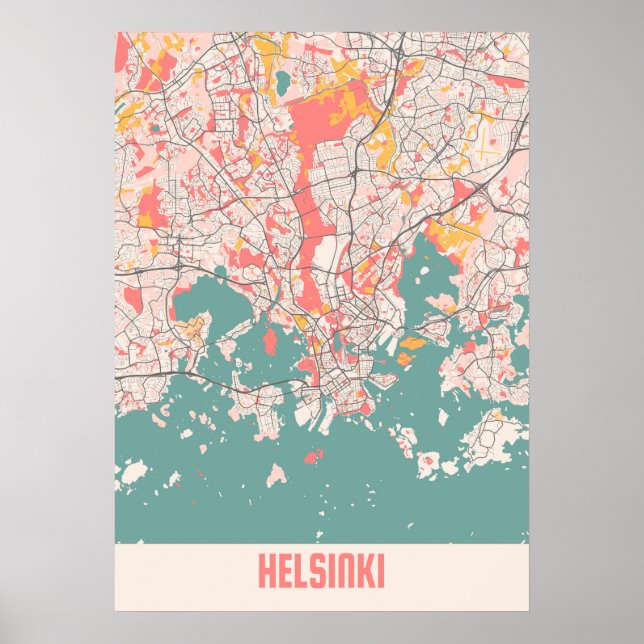 Póster Helsinki - Mapa de la ciudad de Chalk en Finlandia (Frente)
