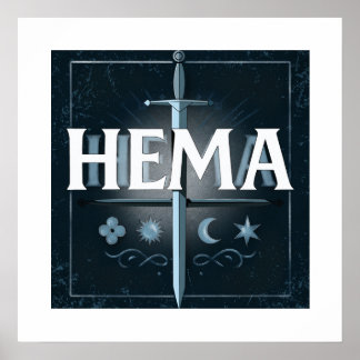 Póster HEMA Medieval Sword Emblem – Blue Graffiti Style