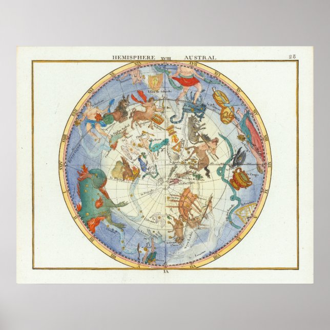 Póster Hemisferio Austral | John Flamsteed (Frente)