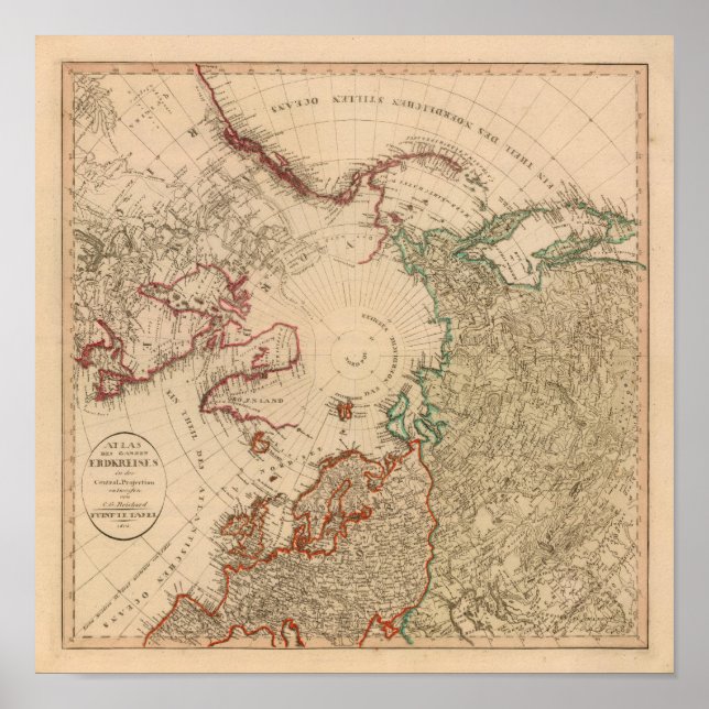 Póster Hemisferio Norte, Ártico (Frente)