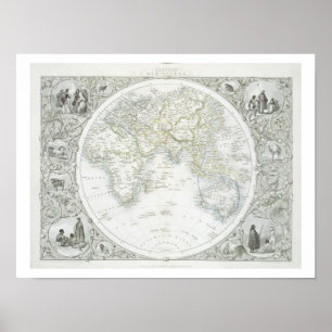 Póster Hemisferio Oriental, de una serie de mapas mundial