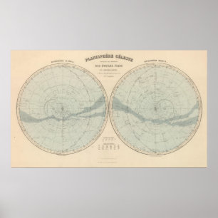Póster Hemisferio Planisphere Celeste