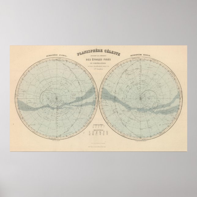 Póster Hemisferio Planisphere Celeste (Frente)