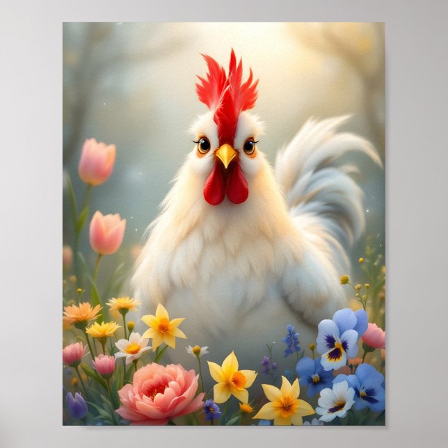 Póster Hen en Flores Digitales (Frente)