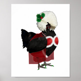 Póster Hen Polaco Negro Usa Navidades De Santa Bebé