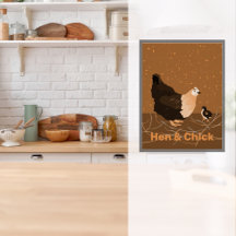 Hen y Chick, Poster de cocina en Naranja arenoso