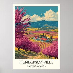 Póster Hendersonville NC Vintage Apple Orchard Valley Art