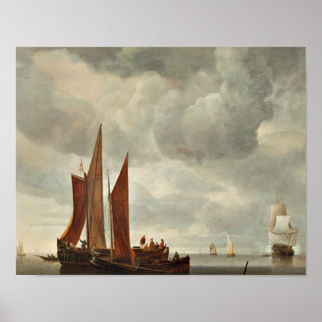 Póster Hendrick Dubbels - Ships Outside Dordrecht (Frente)