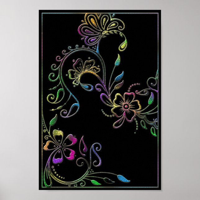 Póster Henna Floral Design Poster personalizado (Frente)