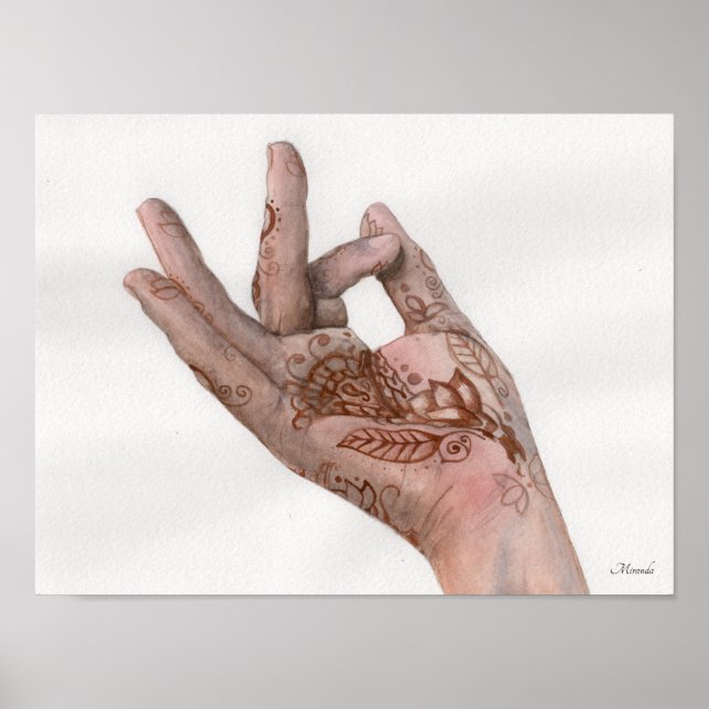 Póster Henna Hand Art Print Mehndi Listo Para Enmarcar Mi (Frente)