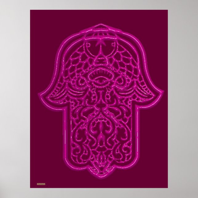 Póster Henna Hand de Hamsa (Rosa) (Frente)