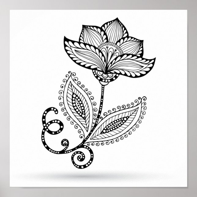 Póster Henna Paisley Mehndi Doodles 2 (Frente)