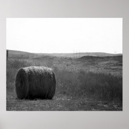 Póster Heno blanco y negro en un campo Wyoming 16x20