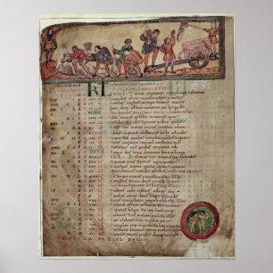 Póster Heno-making y arado, de un calendario