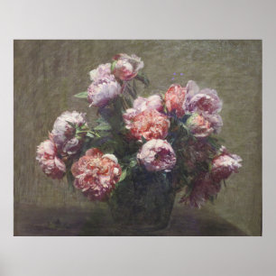Póster Henri Fantin-Latour Vintage Vase Peonies