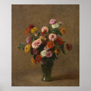 Póster Henri Latour - Zinnias