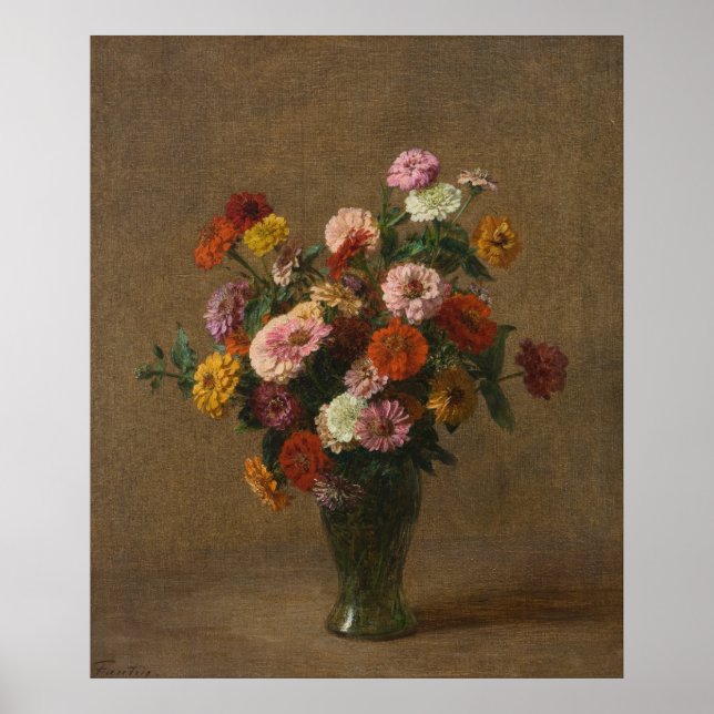 Póster Henri Latour - Zinnias (Frente)