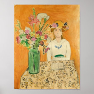 Póster Henri Matisse - Chica de blanco con un ramo - 191
