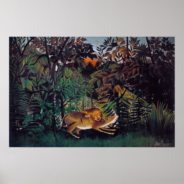 Póster Henri Rousseau - El León Hambriento (Frente)