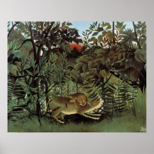 Póster Henri Rousseau - El león hambriento atacando