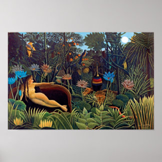 Póster Henri Rousseau El sueño - La mujer de la jungla co