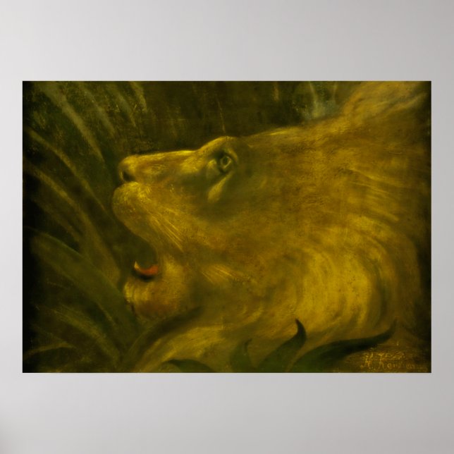 Póster Henri Rousseau - La cabeza del león (Frente)