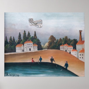 Póster Henri Rousseau - Los pescadores y el biplano