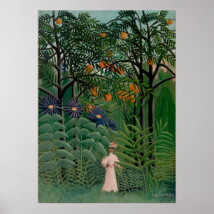 Póster Henri Rousseau - Mujer en el bosque