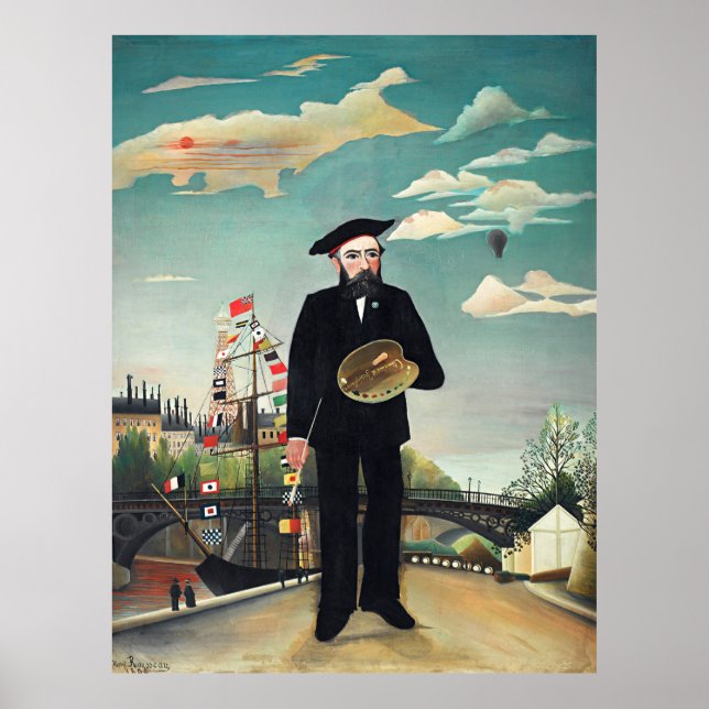 Póster Henri Rousseau - Paisaje de autoretrato (Frente)
