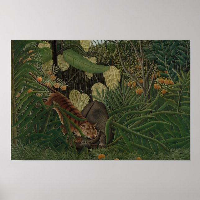 Póster Henri Rousseau - Pelea entre un tigre (Frente)