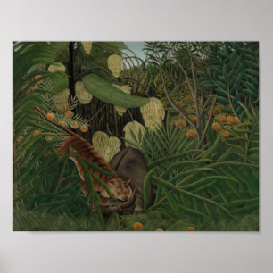 Póster Henri Rousseau - Pelea entre un tigre