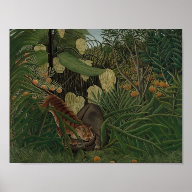 Póster Henri Rousseau - Pelea entre un tigre (Frente)