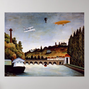 Póster Henri Rousseau - puente de Sevres y colinas de Cla